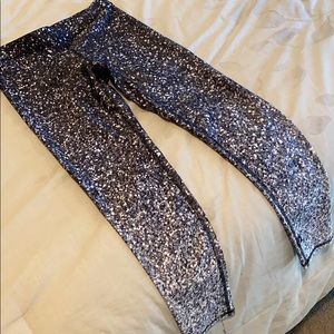 Black and White Glitter Slim Band Leggings